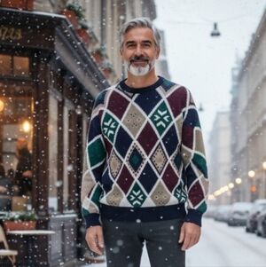 Henry Grethel Vintage Men's Style Diamond Pattern Sweater Size  XL